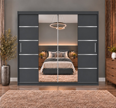 Dressing Marissa, 200x60x200cm, cu oglinda, Antracit, Pal 18 mm [2]