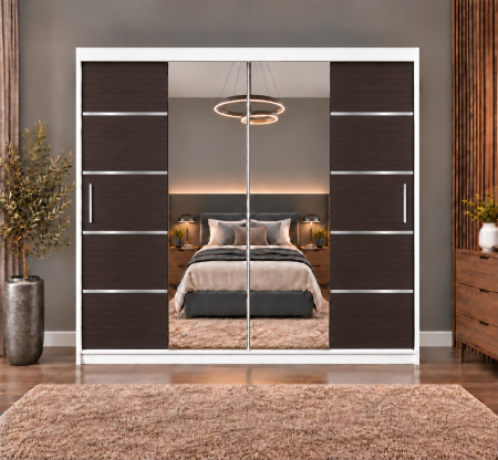 Dressing Marissa, 200x60x200cm, cu oglinda, Alb / Wenge, Pal 18 mm [2]