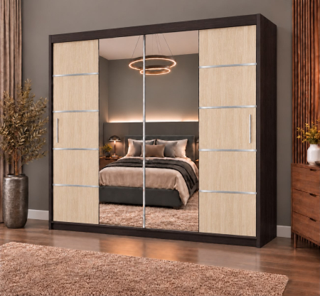 Dressing Marissa, 200x60x200cm, cu oglinda, Wenge / Sonoma, Pal 18 mm [1]