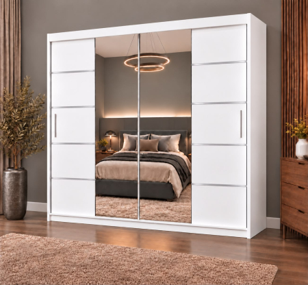 Dressing Marissa, 200x60x200cm, cu oglinda, Alb, Pal 18 mm [1]
