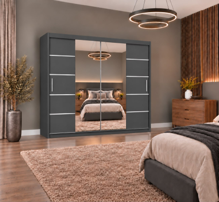 Dressing Marissa, 200x60x200cm, cu oglinda, Antracit, Pal 18 mm [4]