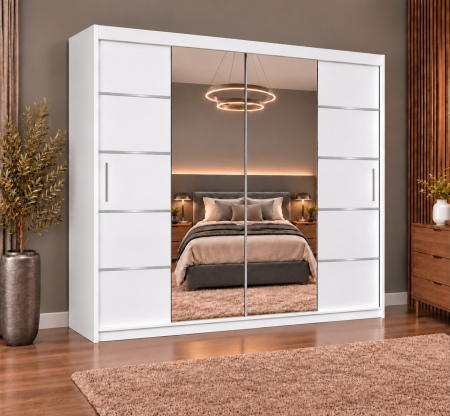 DRESSING 2 USI - Dressing Marissa, 200x60x200cm, cu oglinda, Alb, Pal 18 mm