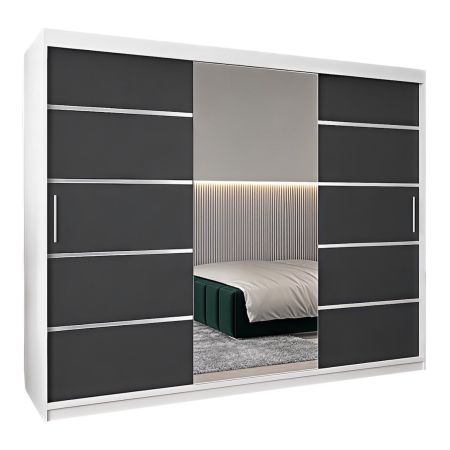 Dressing Marissa, 250x60x200cm, Argintiu, Alb + Antracit, Pal 18 mm [2]