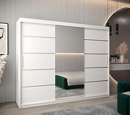 DRESSINGURI - Dressing Marissa, 250x60x200cm, Argintiu, Alb, Pal 18 mm