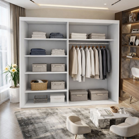 Dressing Sebastian, 140x60x200cm, cu oglinda, Alb, Pal 18 mm [2]