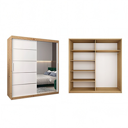 Dressing Sebastian, 140x60x200cm, cu oglinda, Sonoma/Alb, Pal 18 mm [1]