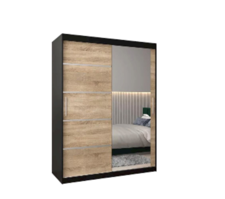 Dressing Sebastian, 140x60x200cm, cu oglinda, Wenge/Sonoma, Pal 18 mm [2]
