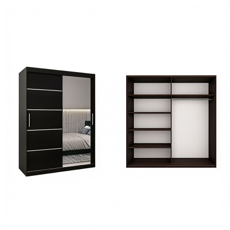 Dressing Sebastian, 140x60x200cm, cu oglinda, Wenge, Pal 18 mm [2]