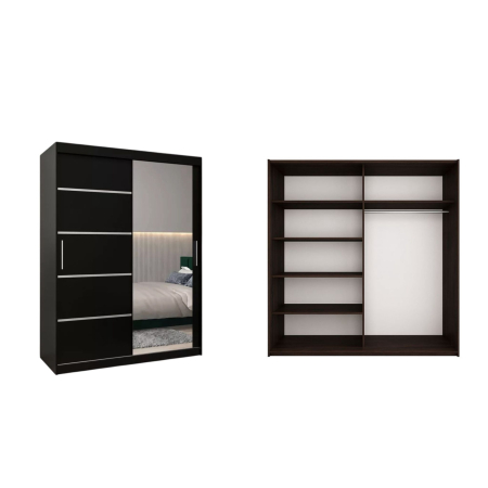 Dressing Sebastian, 160x60x200cm, cu oglinda, Wenge, Pal 18 mm [1]