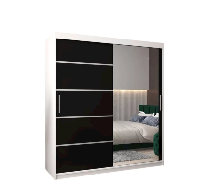 Dressing Sebastian, 180x60x200cm, cu oglinda, Alb/Wenge, Pal 18 mm [1]