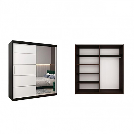 Dressing Sebastian, 180x60x200cm, cu oglinda, Wenge/Alb , Pal 18 mm [1]