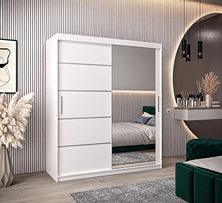 Dressing Sebastian, 180x60x200cm, cu oglinda, Alb , Pal 18 mm