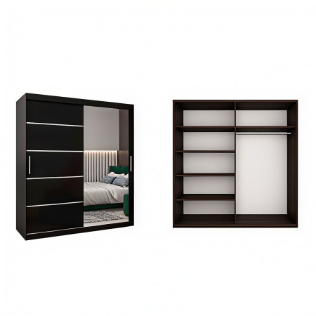 Dressing Sebastian, 180x60x200cm, cu oglinda, Wenge , Pal 18 mm [1]