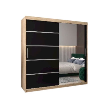 Dressing Sebastian, 180x60x200cm, cu oglinda, Sonoma/Wenge, Pal 18 mm [1]
