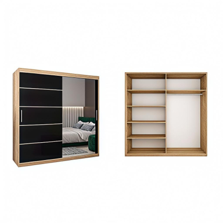 Dressing Sebastian, 180x60x200cm, cu oglinda, Sonoma/Wenge, Pal 18 mm [1]