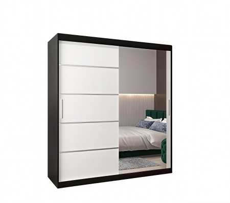 Dressing Sebastian, 180x60x200cm, cu oglinda, Wenge/Alb, Pal 18 mm [3]