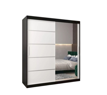 Dressing Sebastian, 180x60x200cm, cu oglinda, Wenge/Alb, Pal 18 mm [2]