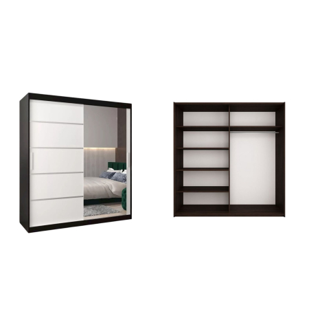 Dressing Sebastian, 180x60x200cm, cu oglinda, Wenge/Alb, Pal 18 mm [1]