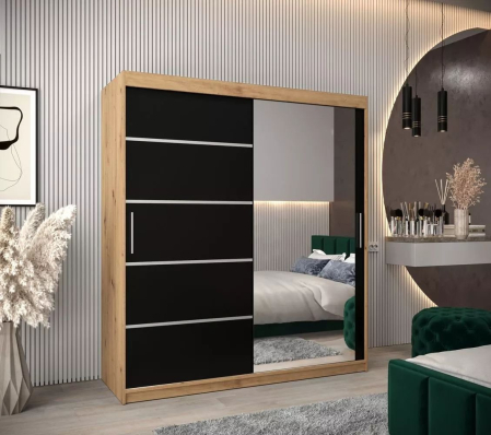 Dressing Sebastian, 180x60x200cm, cu oglinda, Wenge, Pal 18 mm [10]