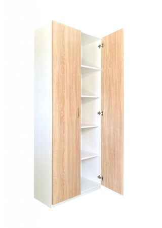 Dulap 2 usi, 197x80x40 cm, 4 polite, Alb/Sonoma, Pal 18 mm [2]