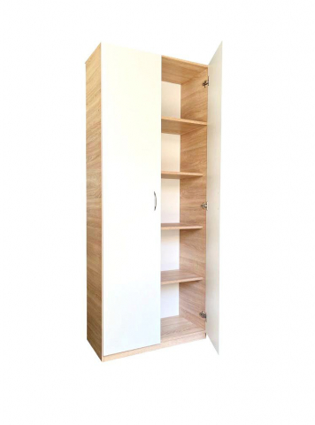 Dulap 2 usi, 197x80x40 cm, 4 polite, Stejar Sonoma+Alb, Pal 18 mm [3]