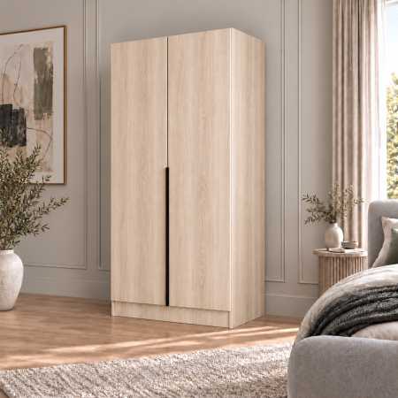 Dulap Sonoma 2 usi, manere negre, 200x80x40 cm, Pal 18 mm [1]