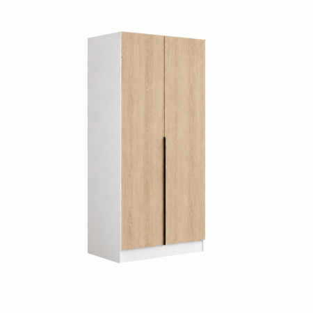 Dulap Alb/Sonoma 2 usi, manere negre, 200x80x40 cm, Pal 18 mm [4]