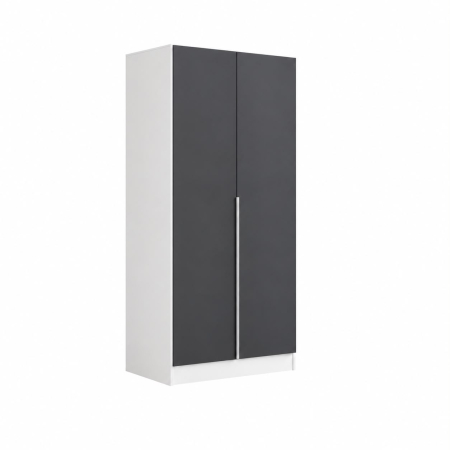 Dulap Alb/Antracit 2 usi, manere argintii, 200x80x40 cm, Pal 18 mm [4]