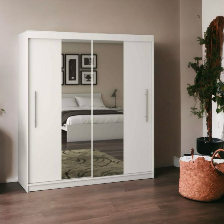 Dressing Alex, 160x60x200cm, cu oglinda, Alb, Pal 18 mm