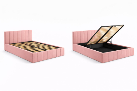 Pat Alex, 120x200 cm, Roz, cu Somiera Rabatabila [2]