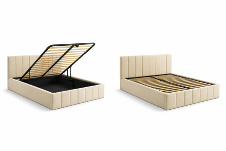 Pat Alex, 140x200 cm, Crem, cu Somiera Rabatabila [2]