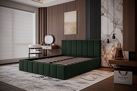 PATURI CU SOMIERA RABATABILA - Pat Alex, 140x200 cm, Verde, cu Somiera Rabatabila