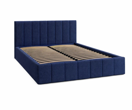 PATURI CU SOMIERA RABATABILA - Pat Alkam Soft, 140x200 cm, Albastru, cu Somiera Rabatabila