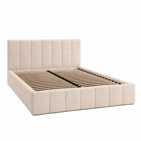 PATURI CU SOMIERA RABATABILA - Pat Alkam Soft, 160x200 cm, Crem, cu Somiera Rabatabila