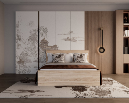 Pat Elis cu saltea, 160x200 cm, Stejar Sonoma, Pal 18 mm [1]