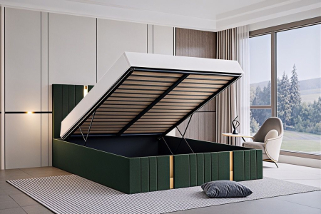 Pat Sebastian, 120x200 cm, Verde, cu Somiera Rabatabila [2]