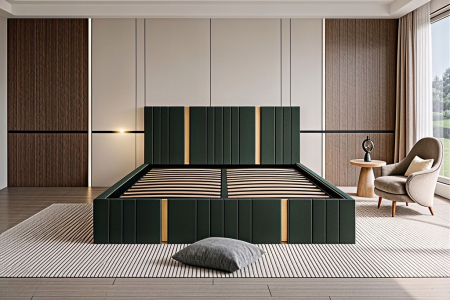 PATURI CU SOMIERA RABATABILA - Pat Sebastian, 120x200 cm, Verde, cu Somiera Rabatabila