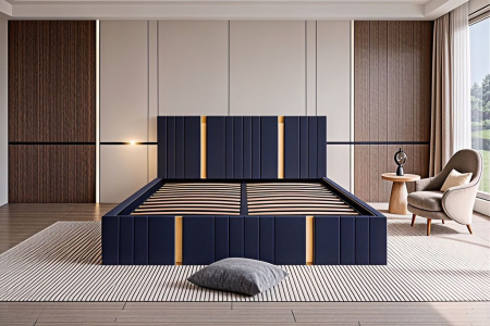 Pat Sebastian, 140x200 cm, Albastru, cu Somiera Rabatabila [0]