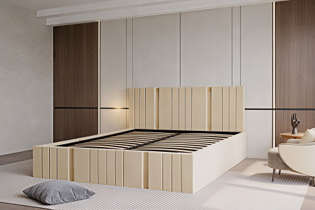 Pat Sebastian, 160x200 cm, Crem, cu Somiera Rabatabila [2]