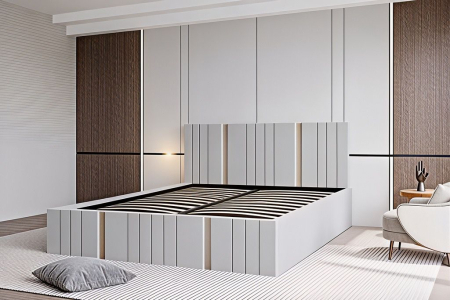 Pat Sebastian, 160x200 cm, Gri deschis, cu Somiera Rabatabila [2]