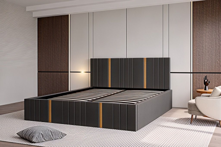 Pat Sebastian, 180x200 cm, Gri inchis, cu Somiera Rabatabila [2]