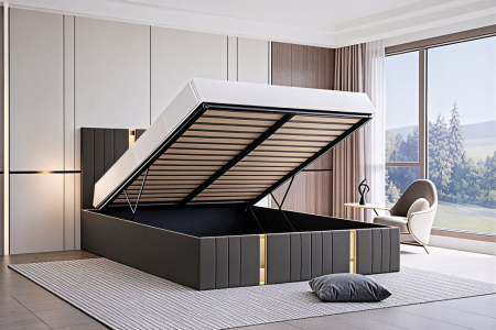 Pat Sebastian, 180x200 cm, Gri inchis, cu Somiera Rabatabila [1]