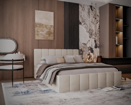 Pat tapitat Alex, 140x200 cm, Crem [1]