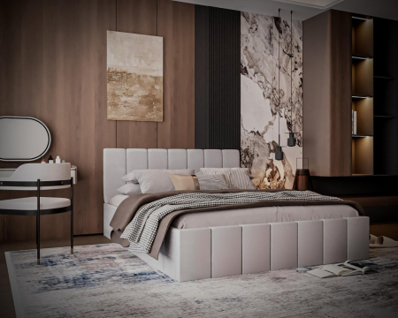 Pat tapitat Alex, 140x200 cm, Roz