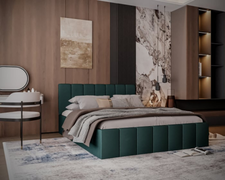 Pat tapitat Alex, 160x200 cm, Verde [3]