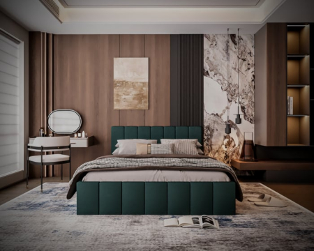 Pat tapitat Alex, 180x200 cm, Gri inchis [1]