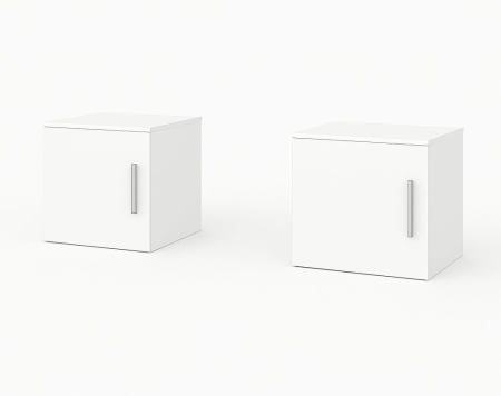 Pat tapitat Alex Gri inchis 180x200 cm + Set noptiere-Alb [2]