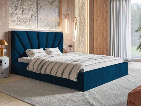 Pat tapitat Cami, 160x200 cm, Albastru [1]