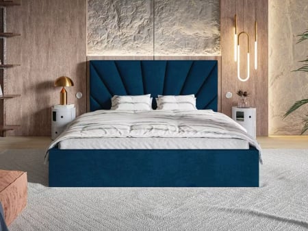 PATURI FARA SALTEA - Pat tapitat Cami, 180x200 cm, Albastru