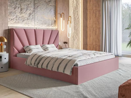 Pat tapitat Cami cu saltea , 160x200 cm, Roz [1]